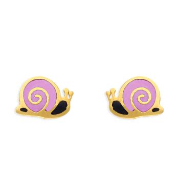 Gold Snail-Shaped Enamel Earrings For Kids