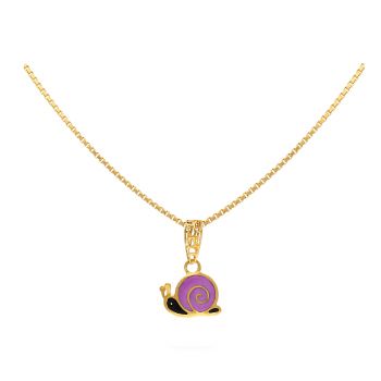 Gold Snail-Shaped Enamel Pendant For Kids