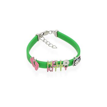 Silver Kitty Enamel Kids Bracelet