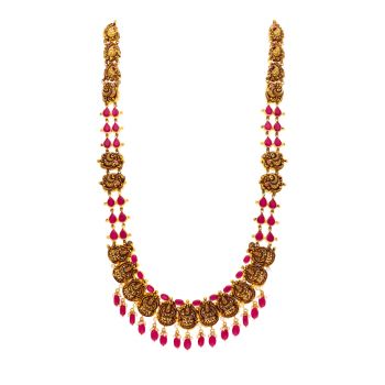Timeless Beauty: Vintage Stepped Haram Adorned with Ruby and Emerald