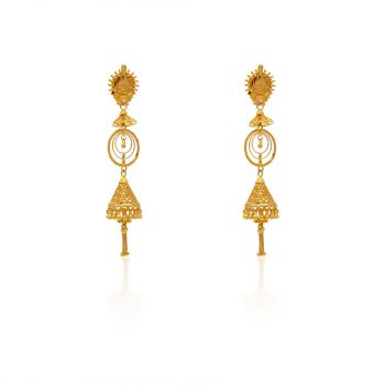 High Gold Polish Matte Gold Polish Laxmi Design Temple Jhumka Earring -  Imitation Jewellery Online / Artificial Jewelry Shopping for Womens