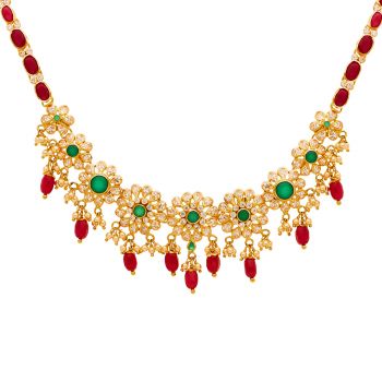  Opulent Multi Stone Gold Necklace