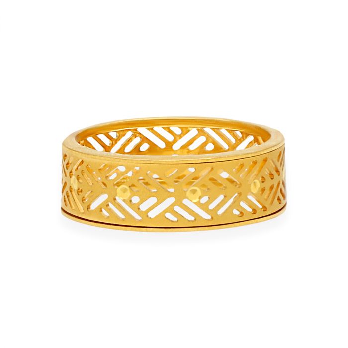 Mesh Pattern Gold Men's Finger Ring