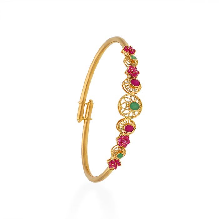 235-GBR737 - Ruby Bracelet in 22K Gold - Bangle Bracelet | 22k gold bangles,  Ruby bracelet, Bangle bracelets
