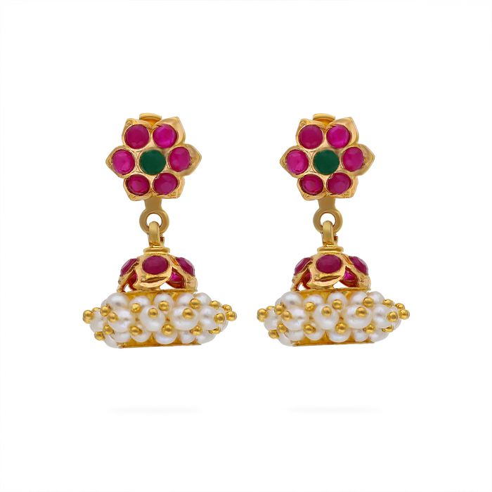 Buy Peora Traditional Gold Plated Brass And Pearl Jhumki Earrings Jewellery  (PF66E94R) at Rs.3398 online | Jewellery online