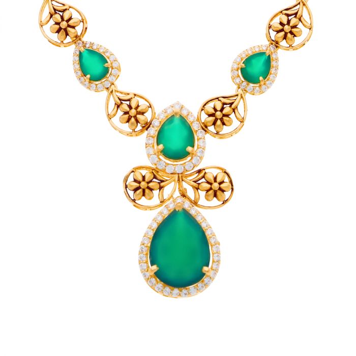 Gold Signity Stones Necklace